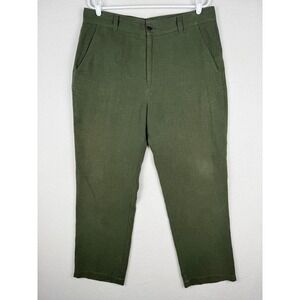 Rohan Maroc Trousers Mens 36 Olive Green Linen Blend Flat Front Casual Pants